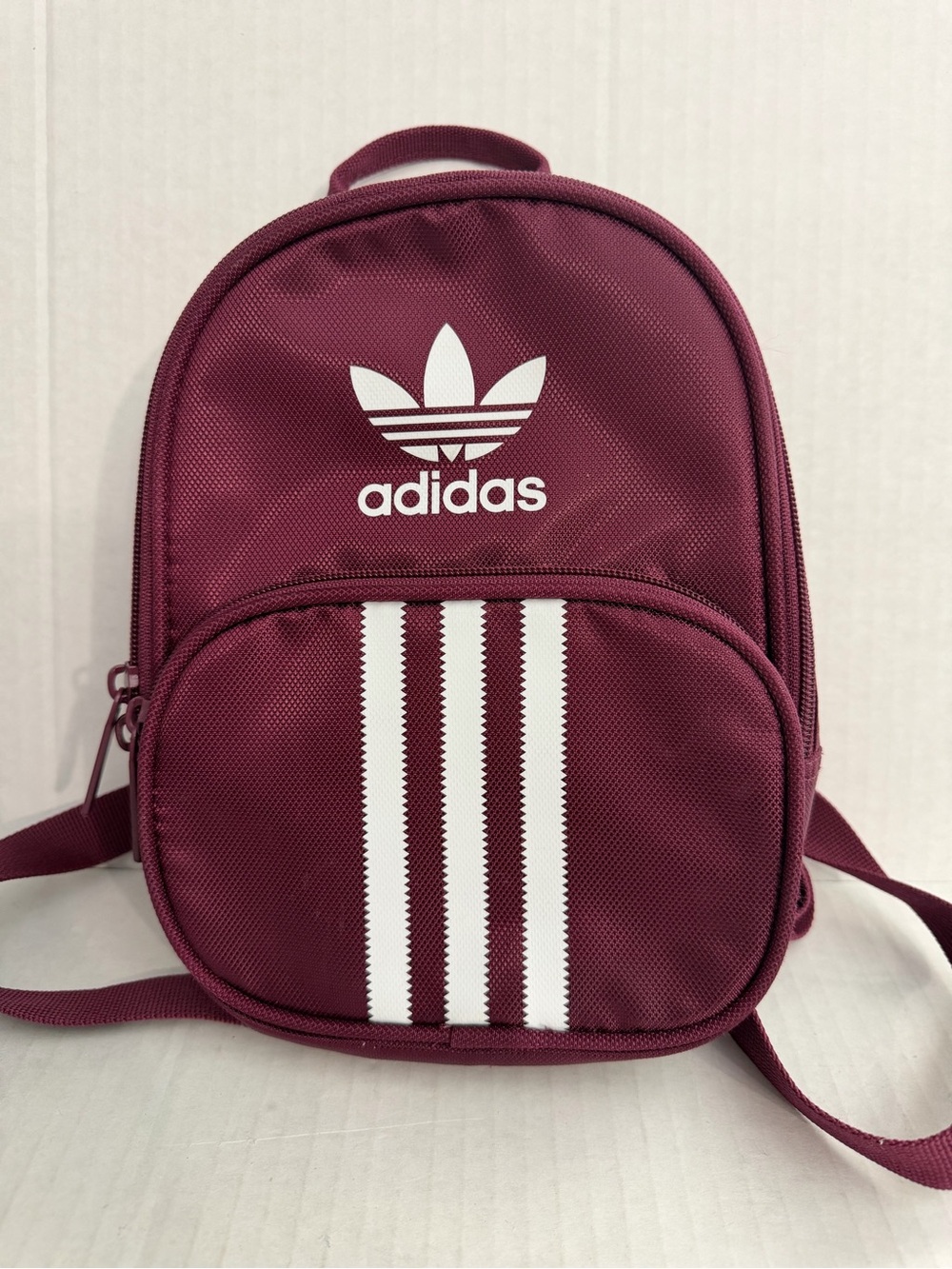 Adidas Originals Santiago Mini Maroon Backpack with White Stripes and Trefoil